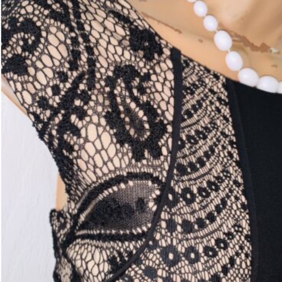 Joseph Ribkoff Black and Beige Lace Dress - Picture 2 of 7